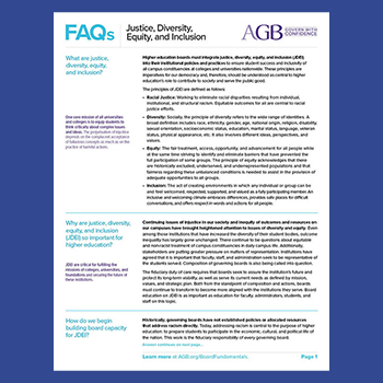 AGB FAQ factsheet on Justice, Diversity, Equity, and Inclusion